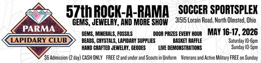 57th Rock-A-Rama Parma Lapidary Club show announcement